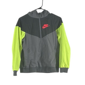 Nike B NSW Multicolor Long Sleeve Full Zip Hooded Windbreaker Jacket Size Medium